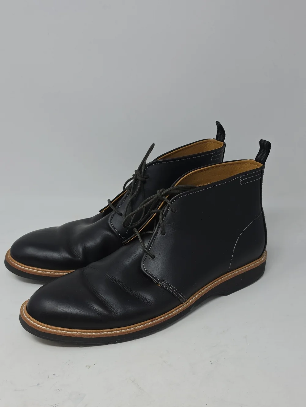 Cole Haan Chukka Boots Men's Black Leather Lace-Up Ankle Round Toe Size 12M
